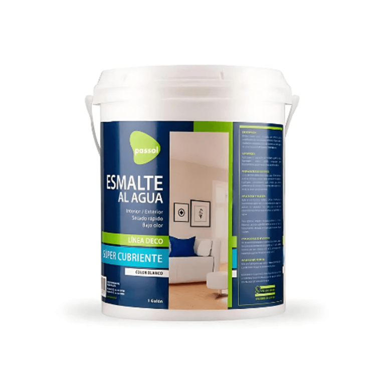 ESMALTE AL AGUA PASSOL DECO GALÓN BLANCO